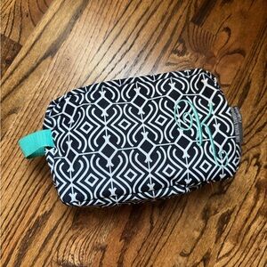 Elegant Monogrammed Black and White Patterned Cosmetic Bag